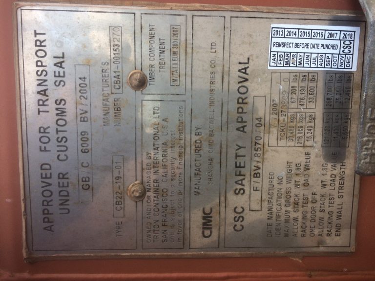 Transporting Your Own Shipping Container Compliance plate CSC sticker